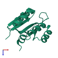 PDB entry 2qr3 coloured by chain, top view.