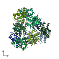 PDB entry 2qrw coloured by chain, front view.