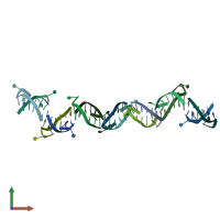 PDB entry 2qs6 coloured by chain, front view.