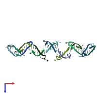 PDB entry 2qs6 coloured by chain, top view.