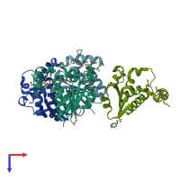 PDB entry 2qs7 coloured by chain, top view.