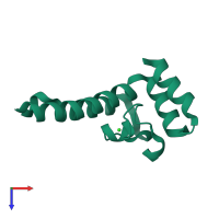 PDB entry 2qsa coloured by chain, top view.