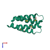 PDB entry 2qsb coloured by chain, top view.