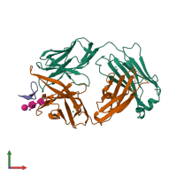 PDB entry 2qsc coloured by chain, front view.