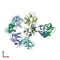PDB entry 2qsd coloured by chain, front view.