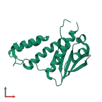 PDB entry 2qsr coloured by chain, front view.