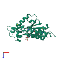 PDB entry 2qsy coloured by chain, top view.