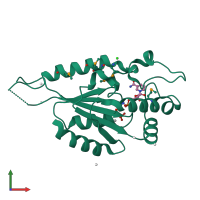 PDB entry 2qsz coloured by chain, front view.