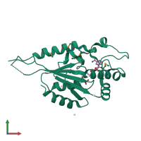 PDB entry 2qt1 coloured by chain, front view.