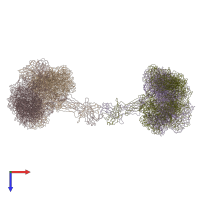 PDB entry 2qtj coloured by chain, ensemble of 10 models, top view.
