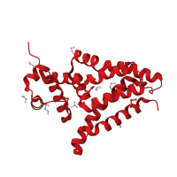 The deposited structure of PDB entry 2qtq contains 4 copies of CATH domain 1.10.357.10 (Tetracycline Repressor; domain 2) in HTH tetR-type domain-containing protein. Showing 1 copy in chain A.