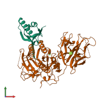 Hetero dimeric assembly 1 of PDB entry 2qtw coloured by chemically distinct molecules, front view.