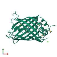 PDB entry 2qu1 coloured by chain, front view.