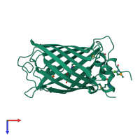 PDB entry 2qu1 coloured by chain, top view.