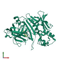 PDB entry 2qu2 coloured by chain, front view.