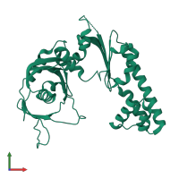 PDB entry 2qu4 coloured by chain, front view.