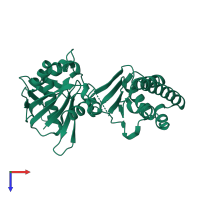 PDB entry 2qu4 coloured by chain, top view.