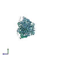 PDB entry 2qui coloured by chain, side view.