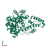 PDB entry 2quk coloured by chain, front view.