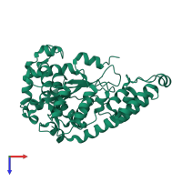 PDB entry 2quk coloured by chain, top view.