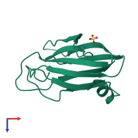 PDB entry 2quo coloured by chain, top view.