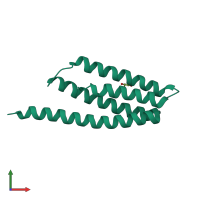 PDB entry 2qup coloured by chain, front view.