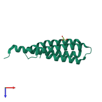 PDB entry 2qup coloured by chain, top view.
