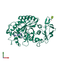 Monomeric assembly 1 of PDB entry 2qv4 coloured by chemically distinct molecules, front view.