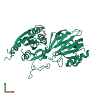 PDB entry 2qv7 coloured by chain, front view.