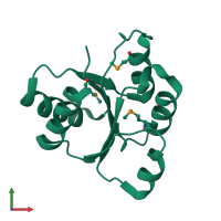 PDB entry 2qvg coloured by chain, front view.