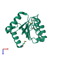 PDB entry 2qvg coloured by chain, top view.