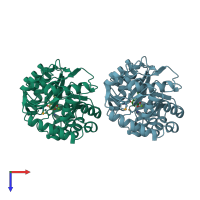 PDB entry 2qvh coloured by chain, top view.