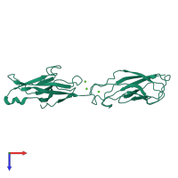 PDB entry 2qvi coloured by chain, top view.