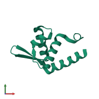 PDB entry 2qvo coloured by chain, front view.