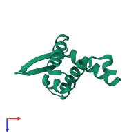 PDB entry 2qvo coloured by chain, top view.