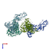 PDB entry 2qvw coloured by chain, top view.