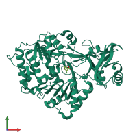 PDB entry 2qvz coloured by chain, front view.