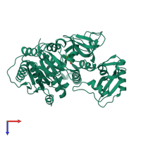 PDB entry 2qvz coloured by chain, top view.
