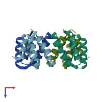 PDB entry 2qw6 coloured by chain, top view.