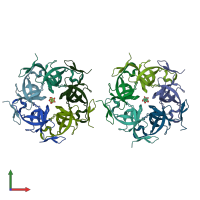PDB entry 2qw7 coloured by chain, front view.