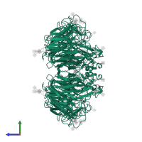 Neuraminidase in PDB entry 2qwb, assembly 1, side view.