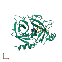 PDB entry 2qxj coloured by chain, front view.