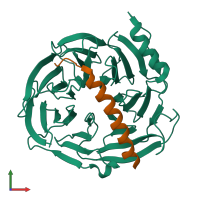 PDB entry 2qxv coloured by chain, front view.