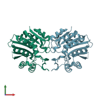PDB entry 2qy6 coloured by chain, front view.