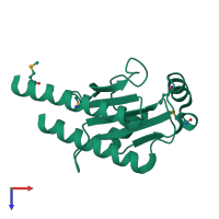 PDB entry 2qyb coloured by chain, top view.