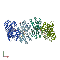 PDB entry 2qyh coloured by chain, front view.