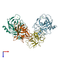 PDB entry 2qyi coloured by chain, top view.