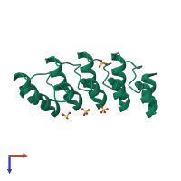 PDB entry 2qyj coloured by chain, top view.
