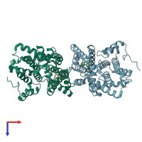 PDB entry 2qyk coloured by chain, top view.