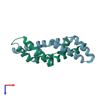 PDB entry 2qyp coloured by chain, top view.